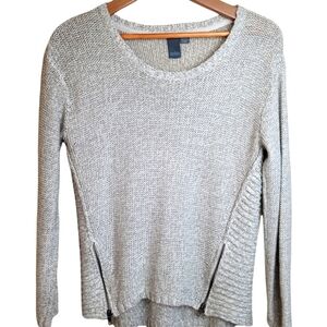 QUINN Double Zipper Scoop Neck Sweater